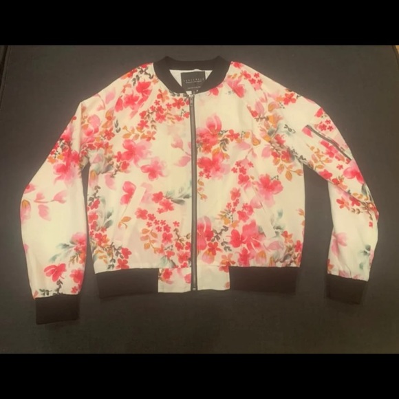 Sanctuary Pink Floral Bomber Jacket M - Picture 3 of 5